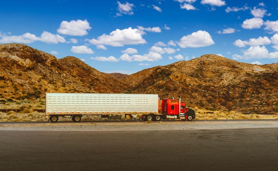 Semi truck on a highway between preventive maintenance service intervals